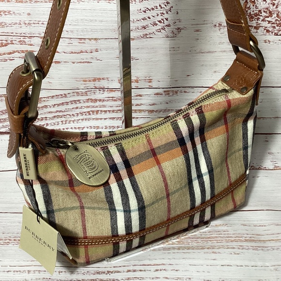 Burberry Canvas Nova Check and Leather Pochette - Picture 1 of 13